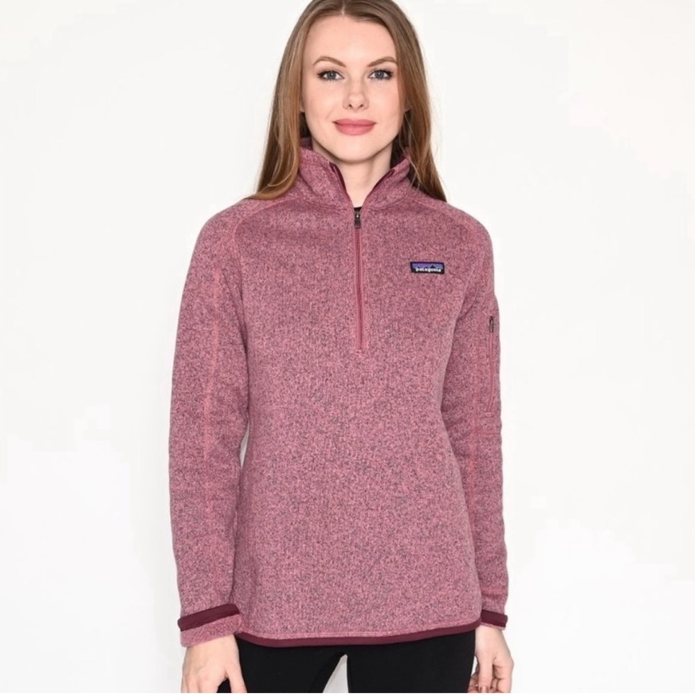 Patagonia Pink Heather Quarter-Zip Fleece Pullover